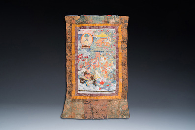 Een Chinese gewoven thangka van een Shambhala koning, Republiek