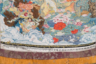 Een Chinese gewoven thangka van een Shambhala koning, Republiek