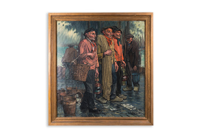Achille Van Sassenbrouck (1886-1979): 'Vissers', olie op doek