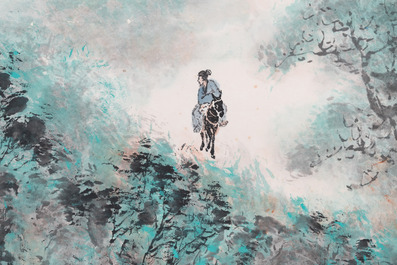 Yang Shanshen 楊善深 (1913-2004): 'Landscape with waterfall', ink and colour on paper, dated 1944