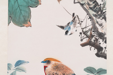 Toegeschreven aan Yan Bolong 顏伯龍 (1898-1955): 'Vogels', inkt en kleur op papier