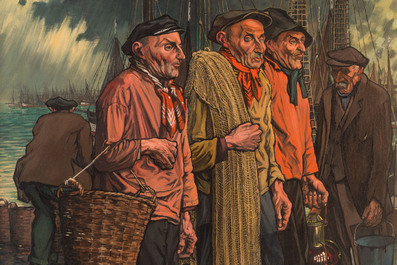 Achille Van Sassenbrouck (1886-1979): 'Vissers', olie op doek