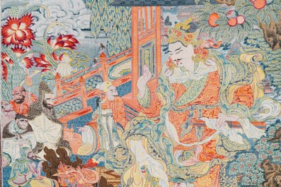 Een Chinese gewoven thangka van een Shambhala koning, Republiek
