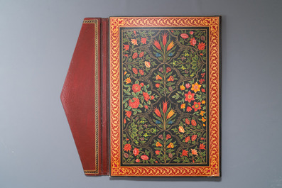 Imam Muhammad al-Jazuli (c. 1404-1465): Dala'il al-Khayrat, fraai gebonden manuscript op groot formaat in lederen etui, 20e eeuw