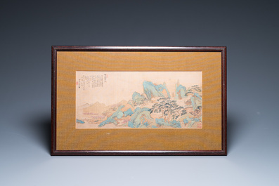 Huan Zhonghua 煥仲華: 'Mountainous landscape', ink and colour on silk, dated 1850