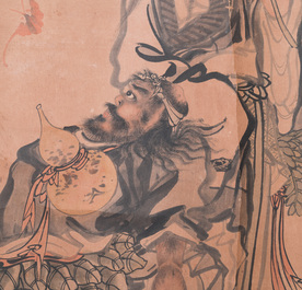 Japanse school, navolger van Sesson Shukei 雪村周継 (1504 &ndash; c. 1589): 'Twee onsterfelijken', inkt en kleur op papier