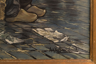 Achille Van Sassenbrouck (1886-1979): 'Vissers', olie op doek