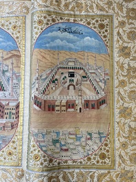 Imam Muhammad al-Jazuli (c. 1404-1465): Dala'il al-Khayrat, fraai gebonden manuscript op groot formaat in lederen etui, 20e eeuw