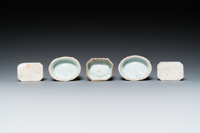 Five Chinese famille rose salts, Qianlong