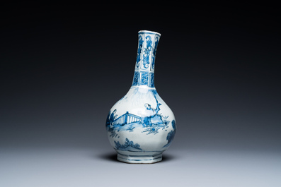 A Chinese blue and white 'Wang Xizhi' bottle vase, Transitional period