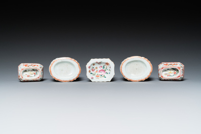 Five Chinese famille rose salts, Qianlong