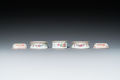 Five Chinese famille rose salts, Qianlong