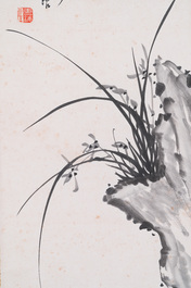 Zhang Boju 張伯駒 (1898-1982): 'Orchidee', inkt op papier
