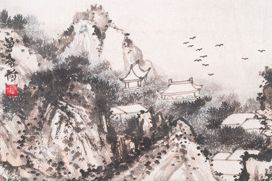 Zeng Youhe 曾幼荷 (1925-2017): 'Landschap', inkt en kleur op papier