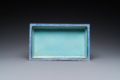 A rectangular Chinese yellow-ground Canton enamel jardini&egrave;re, Yongzheng