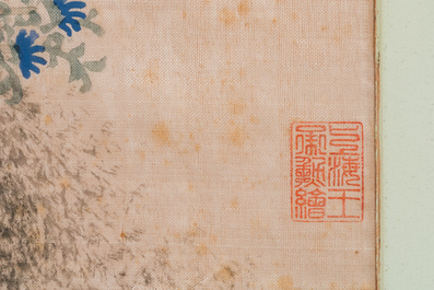 Wang Chengxun 王承勳 (19/20e eeuw): 'Vier werken met vogels, inkt en kleur op zijde, Republiek