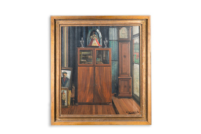 Achille Van Sassenbrouck (1886-1979): 'Our cupboard', view on the painter's interior, oil on canvas