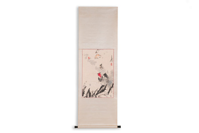 Wang Ziwu 王子武 (1936-2021): 'Goudvissen', inkt en kleur op papier