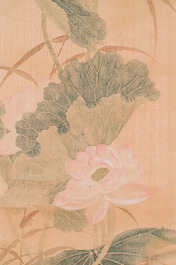 Yu Li 李钰( 1862-1922): Three scrolls with rocks and flowers, ink and colours on silk, dated 1906