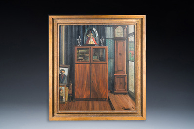 Achille Van Sassenbrouck (1886-1979): 'Our cupboard', view on the painter's interior, oil on canvas