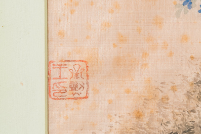 Wang Chengxun 王承勳 (19/20e eeuw): 'Vier werken met vogels, inkt en kleur op zijde, Republiek