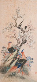 Wang Chengxun 王承勳 (19/20e eeuw): 'Vier werken met vogels, inkt en kleur op zijde, Republiek