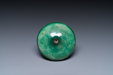 A rare Chinese famille rose opium pipe with narrative scenes, 19th C.