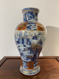 A Chinese blue and white Dutch-decorated 'landscape' vase, Kangxi
