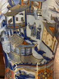 A Chinese blue and white Dutch-decorated 'landscape' vase, Kangxi