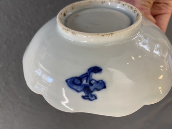 A Chinese blue, white and copper-red flower-shaped ko-sometsuke 'Yin and Yang' bowl for the Japanese market, Tianqi/Chongzhen