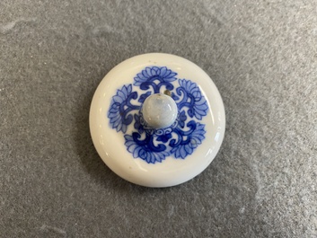 A Chinese blue and white 'Long Eliza' teapot and cover, Chenghua mark, Kangxi