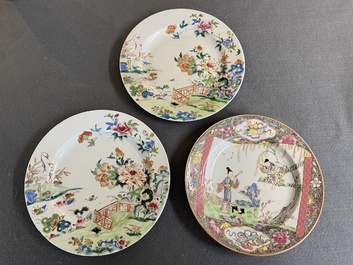 Drie Chinese famille rose borden, Yongzheng/Qianlong