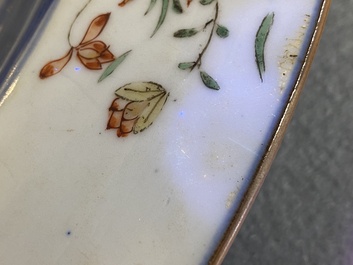 A Chinese famille verte 'mandarin ducks in a lotus pond' dish, Kangxi