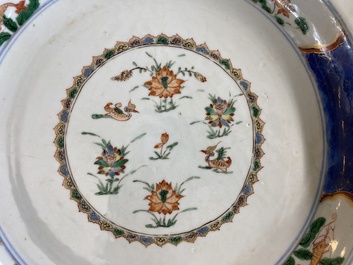 A Chinese famille verte 'mandarin ducks in a lotus pond' dish, Kangxi