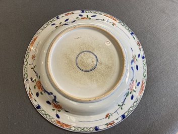 A Chinese famille verte 'mandarin ducks in a lotus pond' dish, Kangxi