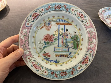 A pair of Chinese famille rose 'Xi Xiang Ji' plates, Yongzheng