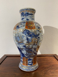 A Chinese blue and white Dutch-decorated 'landscape' vase, Kangxi