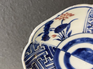 A Chinese blue, white and copper-red flower-shaped ko-sometsuke 'Yin and Yang' bowl for the Japanese market, Tianqi/Chongzhen