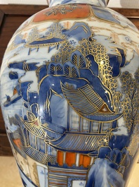 A Chinese blue and white Dutch-decorated 'landscape' vase, Kangxi