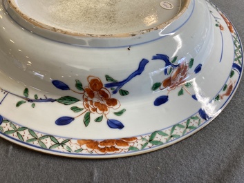 A Chinese famille verte 'mandarin ducks in a lotus pond' dish, Kangxi