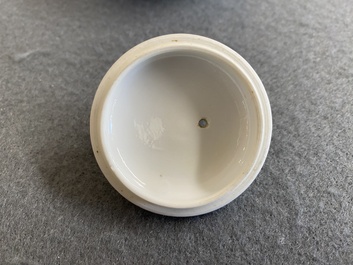 A Chinese blue and white 'Long Eliza' teapot and cover, Chenghua mark, Kangxi