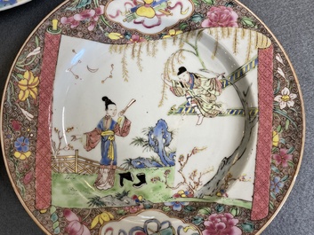 Drie Chinese famille rose borden, Yongzheng/Qianlong