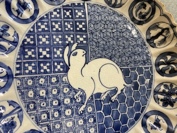 A Japanese blue and white 'hare' dish, Arita, Edo, early 18th C.