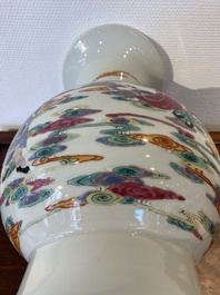 A Chinese famille rose Yongzheng-style vase, 20th C.