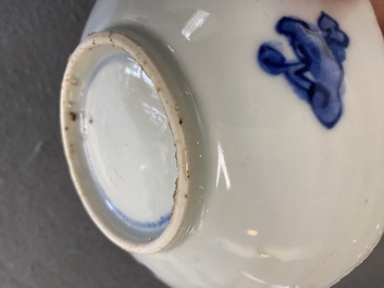 A Chinese blue, white and copper-red flower-shaped ko-sometsuke 'Yin and Yang' bowl for the Japanese market, Tianqi/Chongzhen