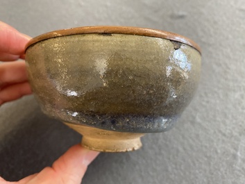 A Chinese junyao bowl with brass rim mount, Song