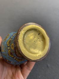 An attractive Chinese turquoise-ground cloisonn&eacute; vase, Qianlong
