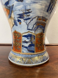 A Chinese blue and white Dutch-decorated 'landscape' vase, Kangxi
