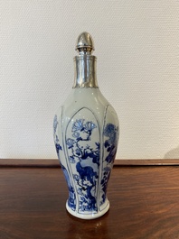 A Chinese blue and white vase with silver mount, Kangxi