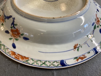 A Chinese famille verte 'mandarin ducks in a lotus pond' dish, Kangxi